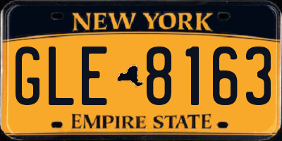 NY license plate GLE8163