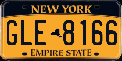 NY license plate GLE8166
