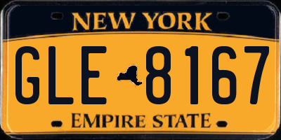NY license plate GLE8167
