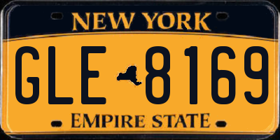 NY license plate GLE8169