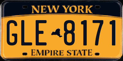 NY license plate GLE8171