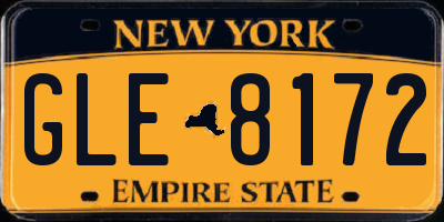 NY license plate GLE8172