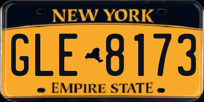 NY license plate GLE8173