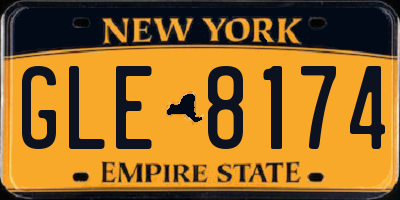 NY license plate GLE8174