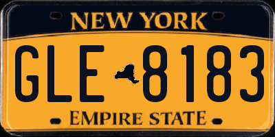 NY license plate GLE8183