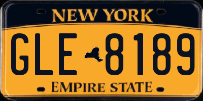 NY license plate GLE8189