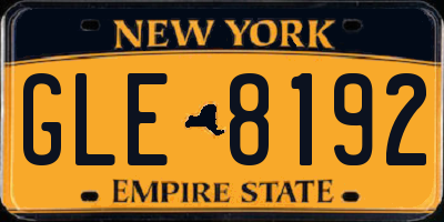 NY license plate GLE8192