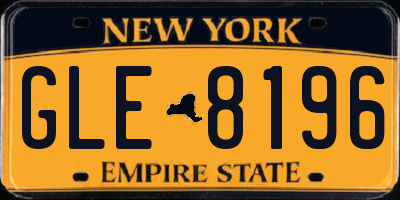 NY license plate GLE8196