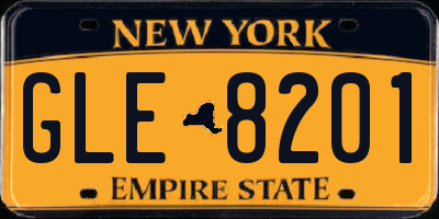 NY license plate GLE8201