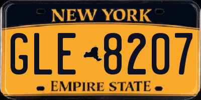 NY license plate GLE8207
