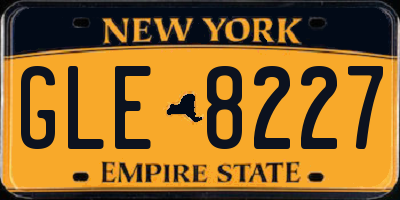 NY license plate GLE8227