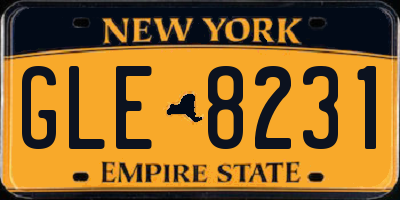 NY license plate GLE8231