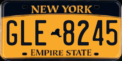NY license plate GLE8245