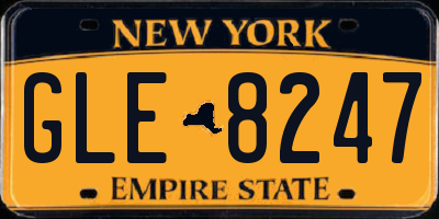 NY license plate GLE8247