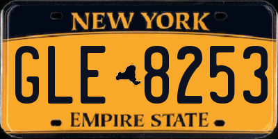 NY license plate GLE8253