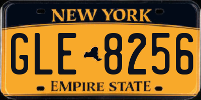 NY license plate GLE8256