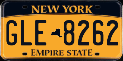 NY license plate GLE8262