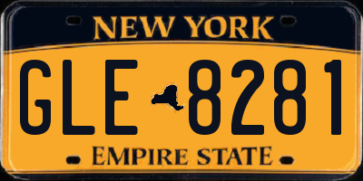 NY license plate GLE8281