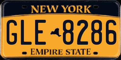 NY license plate GLE8286
