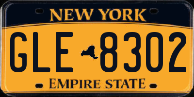 NY license plate GLE8302