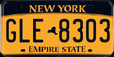 NY license plate GLE8303