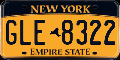 NY license plate GLE8322