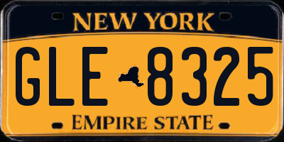 NY license plate GLE8325