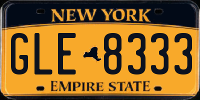 NY license plate GLE8333