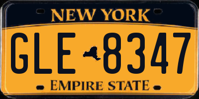 NY license plate GLE8347