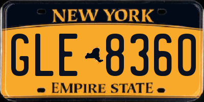 NY license plate GLE8360