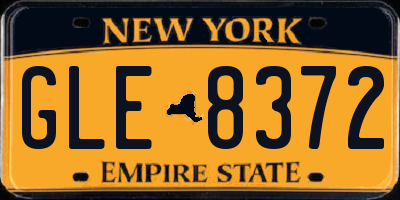NY license plate GLE8372