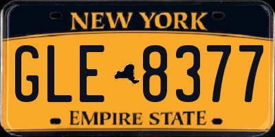 NY license plate GLE8377