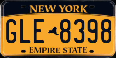 NY license plate GLE8398