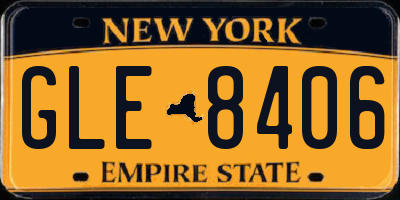 NY license plate GLE8406