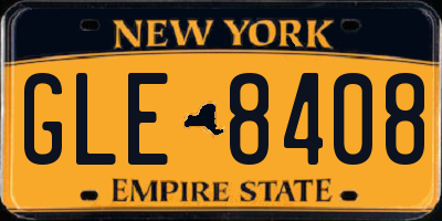 NY license plate GLE8408