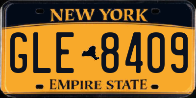 NY license plate GLE8409