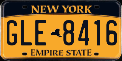 NY license plate GLE8416