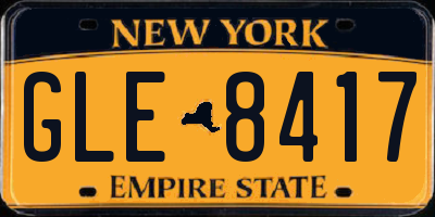 NY license plate GLE8417
