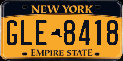 NY license plate GLE8418