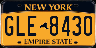 NY license plate GLE8430