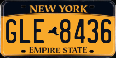 NY license plate GLE8436