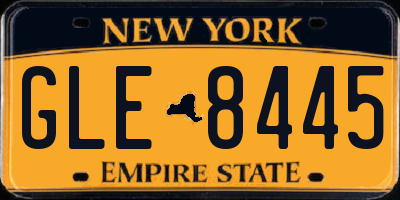 NY license plate GLE8445