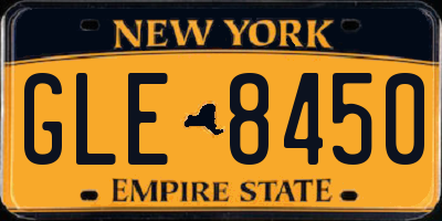 NY license plate GLE8450