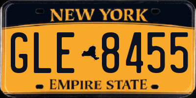 NY license plate GLE8455