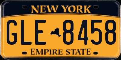 NY license plate GLE8458