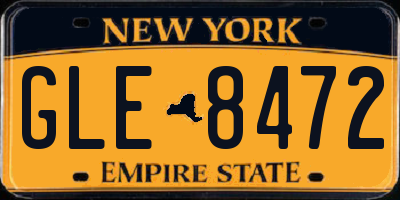 NY license plate GLE8472