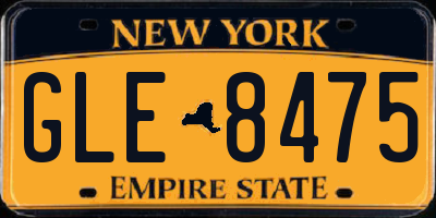 NY license plate GLE8475