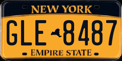 NY license plate GLE8487