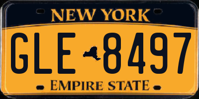 NY license plate GLE8497