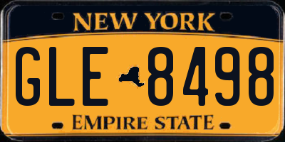 NY license plate GLE8498